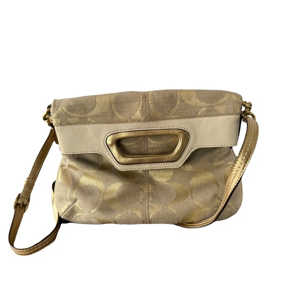 Coach 2008 Bonnie Collection Foldover Convertible Crossbody Bag – Gold Metallic - Picture 1 of 9